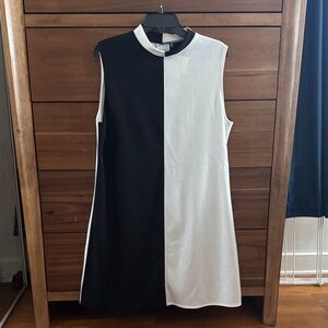 Love Her Madly 2tone mod  Black & White Colorblock Shift Dress US14 UK18